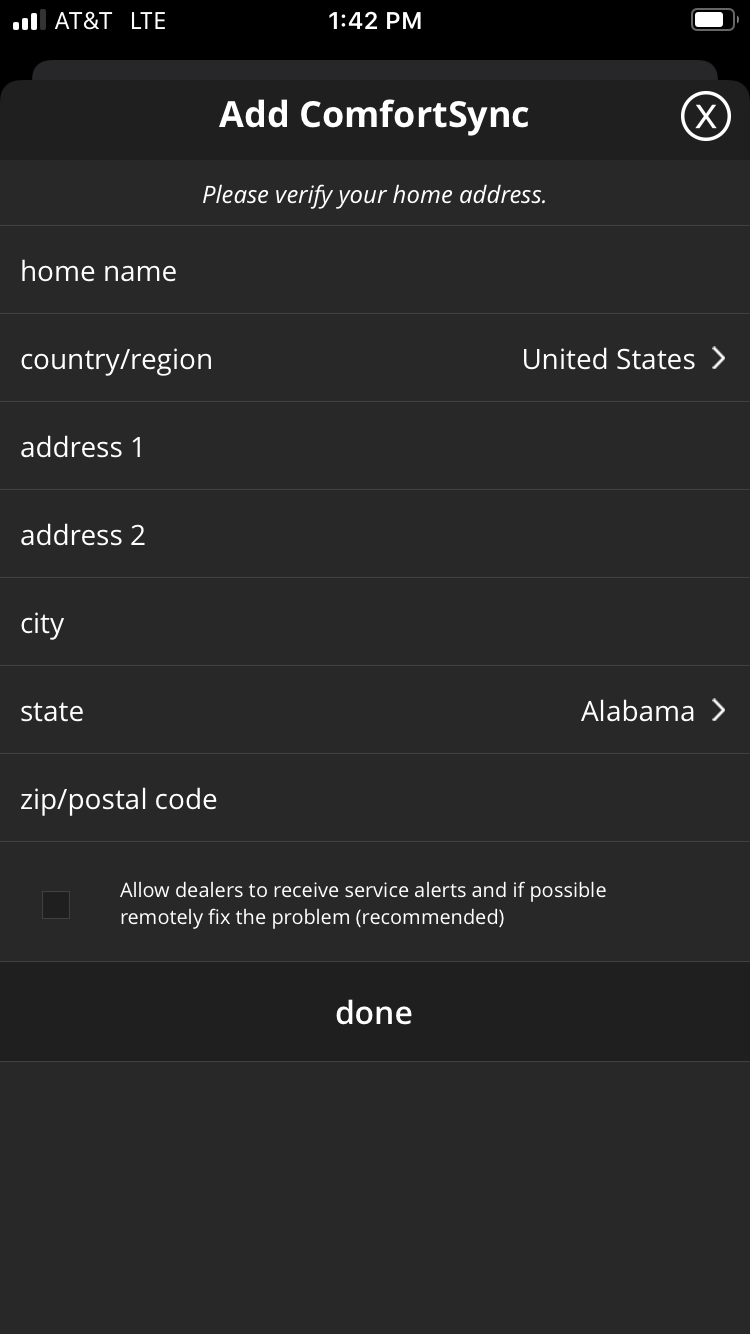 Mobile Add Device Info Screen